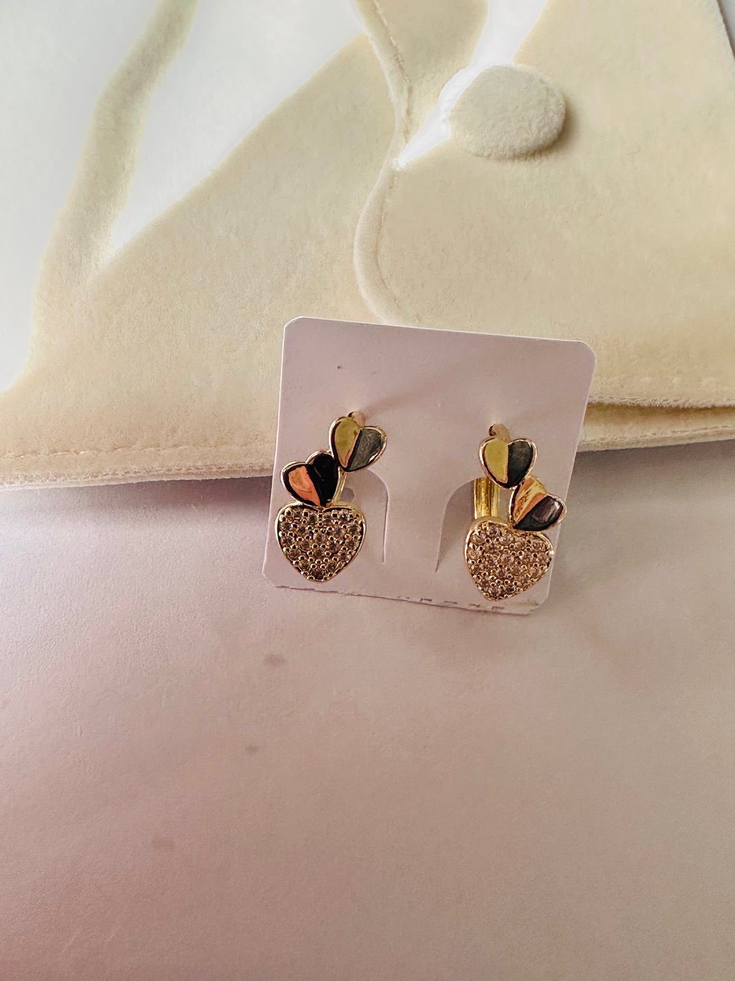 Multicolour Crystal Heart Drop Earrings Pavé Diamond & Gemstone Stud Earrings