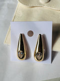 Gold Teardrop Earrings Chunky Diamond Stud Drop Earrings