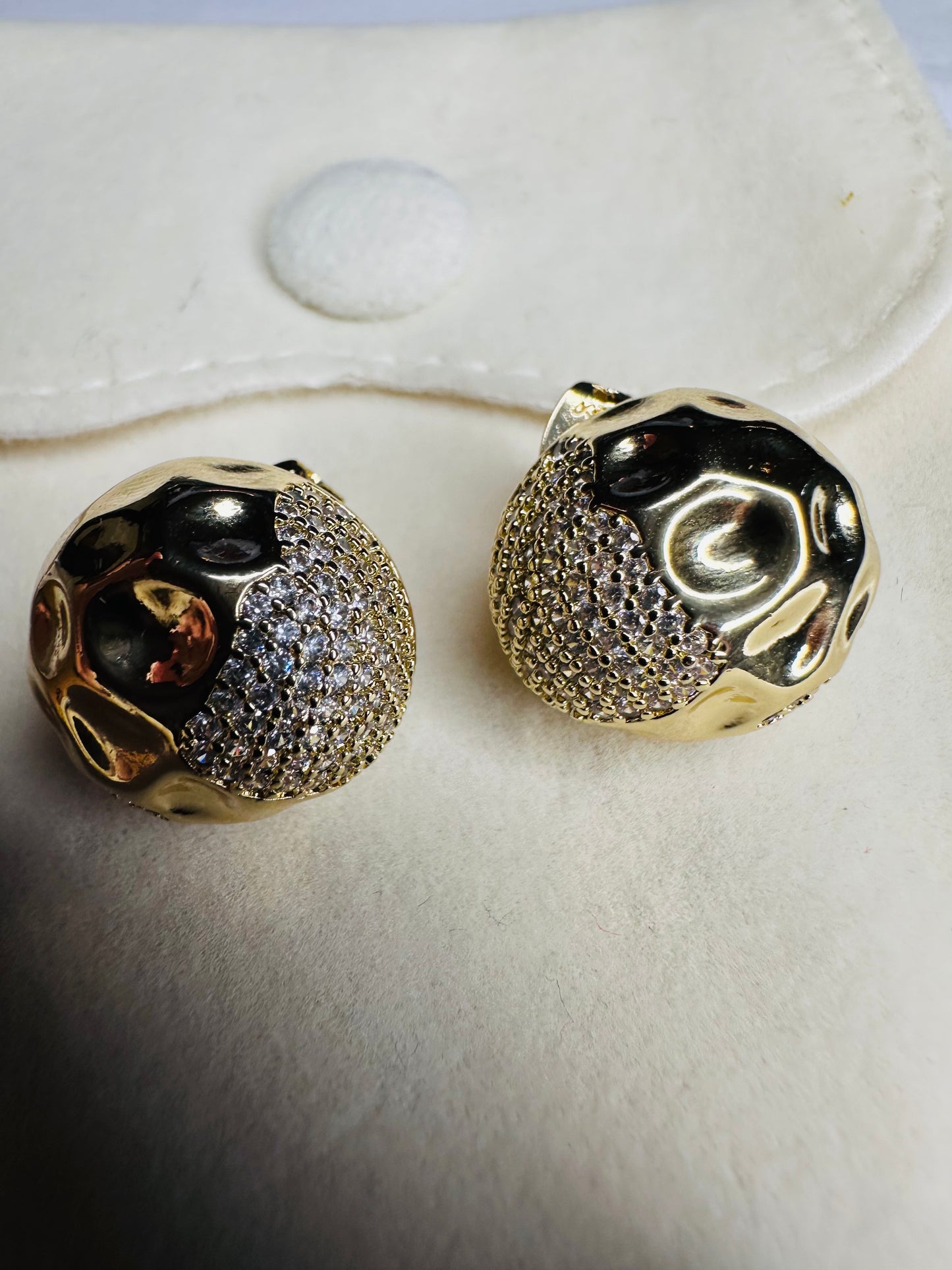 Black & Gold Dome Stud Earrings | 18K Gold-Plated | Luxury Bold Fashion Earrings for Wome