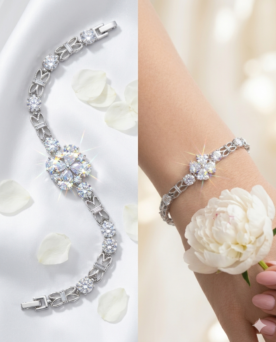 Eternal Shine Crystal Floral Link Bracelet